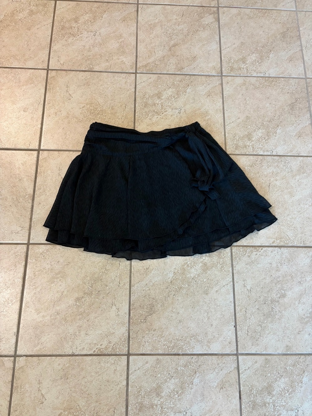 aerie Black Layered Ruffle Wrap Skirt